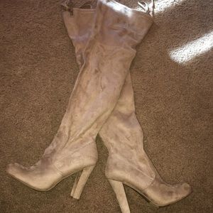 Tan Suede over the knee boots